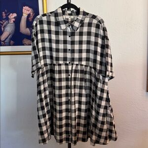 Entro Monochrome Gingham plaid dress
